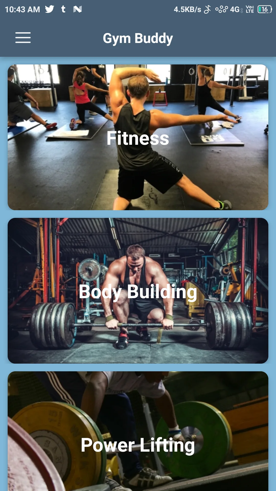 Three Core Training Tracks (Fitness, Body Building, Power Lifting)