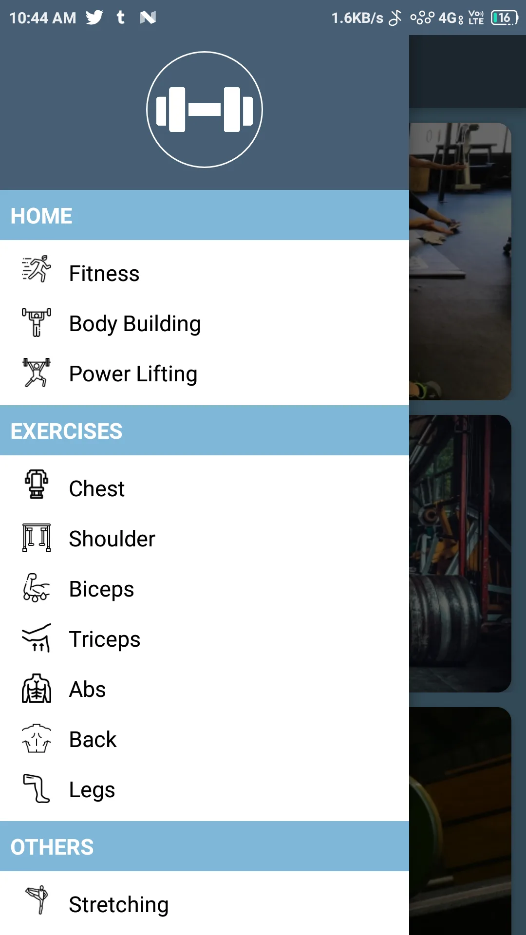 Full Muscle Group Exercise Navigation Drawer