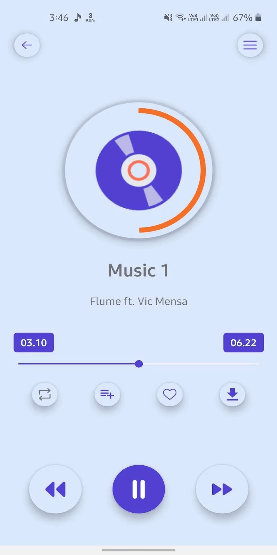 Now Playing Screen with Animated Vinyl Turntable