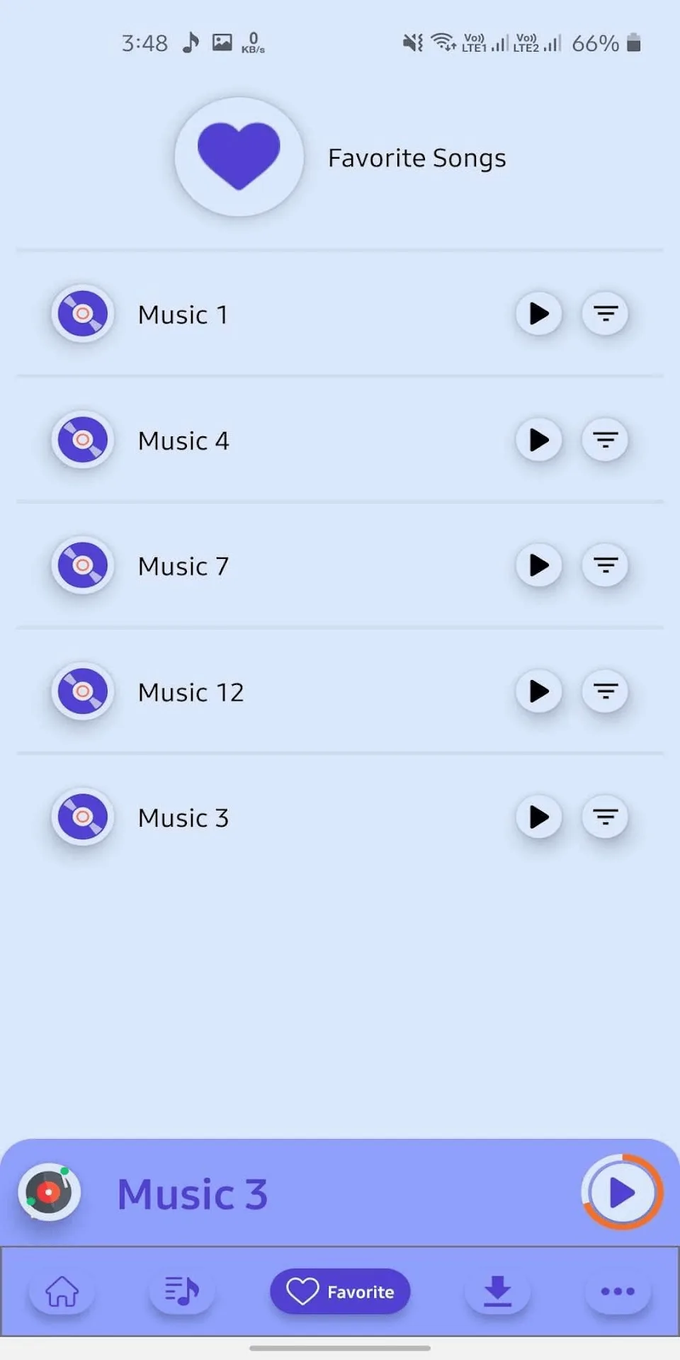 Favorite Songs Collection View