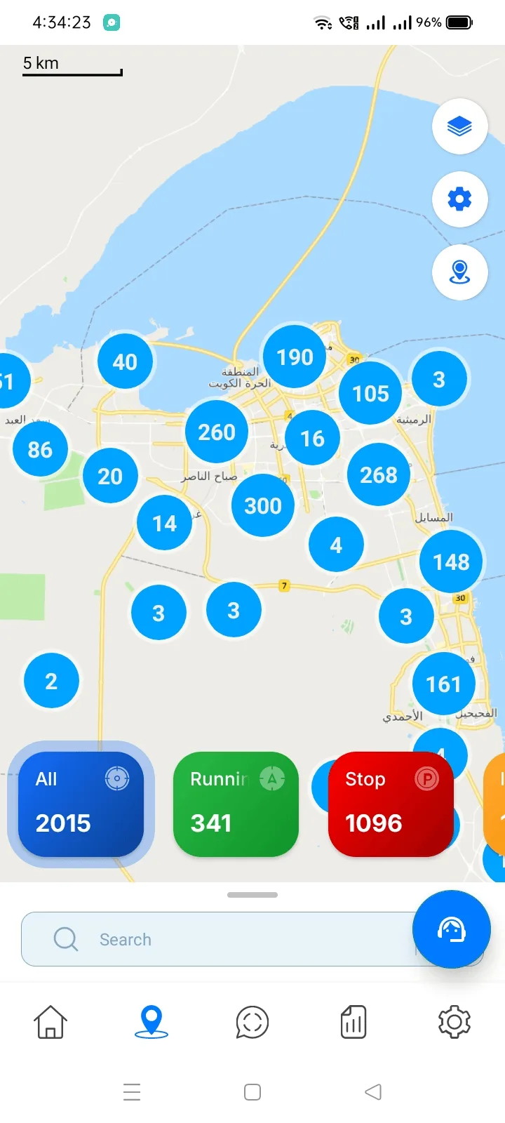 Geospatial Live Clustered Fleet Map