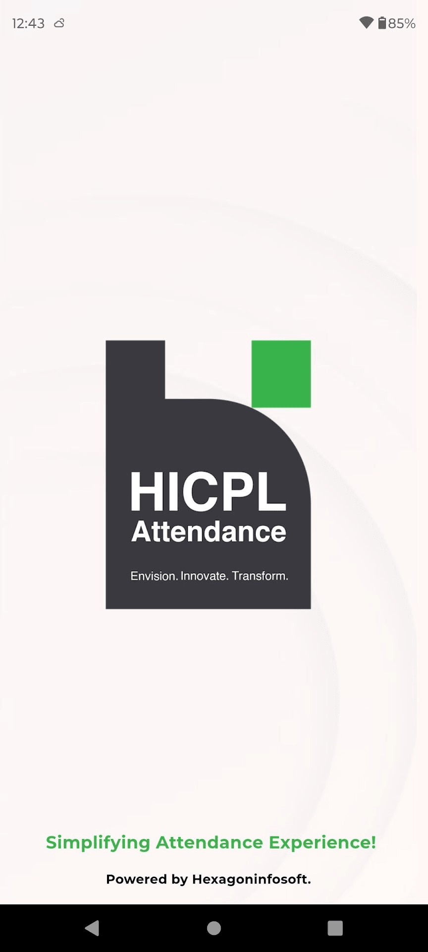 HICPL Attendance Brand Splash Interface