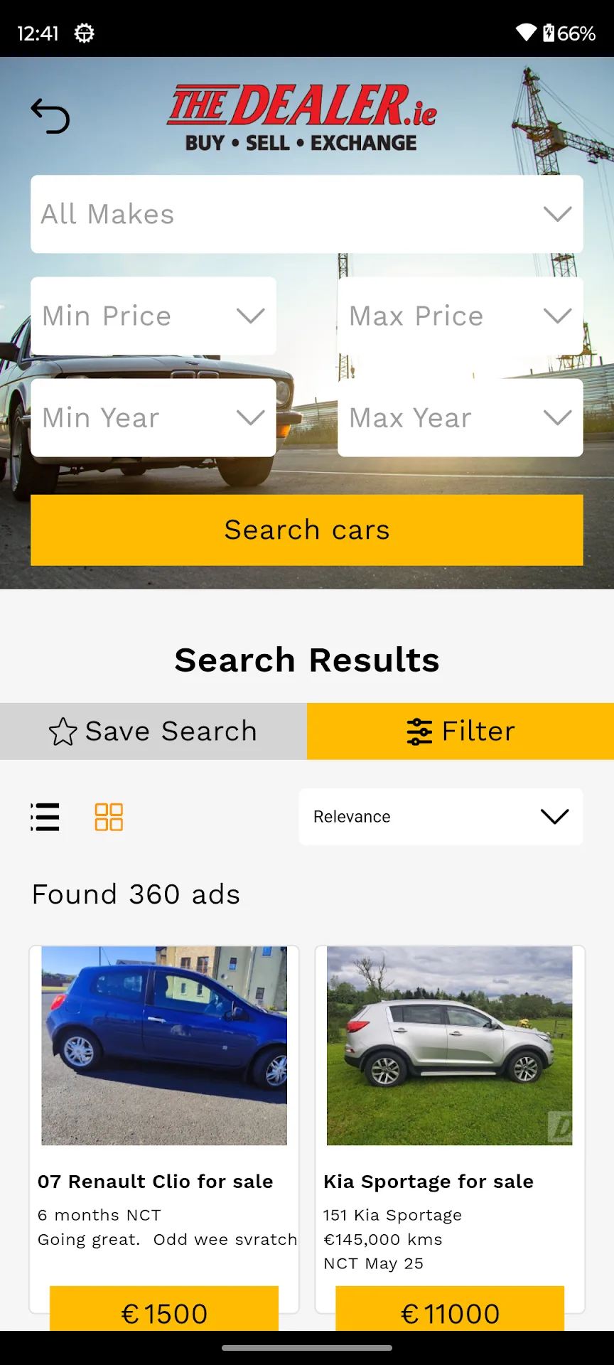 Faceted Search Results with Price, Year & Make Filtering